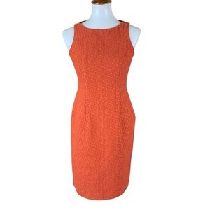 Agnona for Bergdorf Goodman Orange Textured Sleeveless Sheath Dress Elegant 44